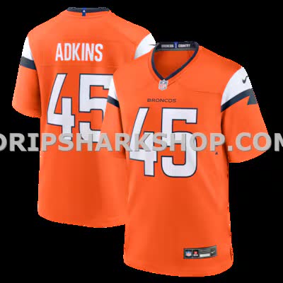 Mens Nike Nate Adkins Orange Denver Broncos Team Game Jersey