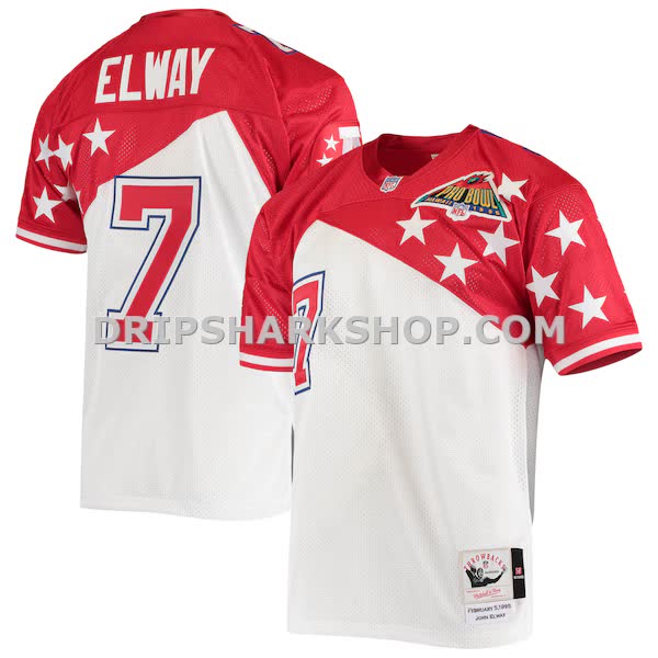 Mens Mitchell And Ness John Elway White Red Afc 1995 Pro Bowl Authentic Jersey Pi4023000