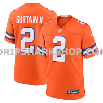 Mens Nike Patrick Surtain Ii Orange Denver Broncos Mile High Collection 1977 Throwback Player Game Jersey