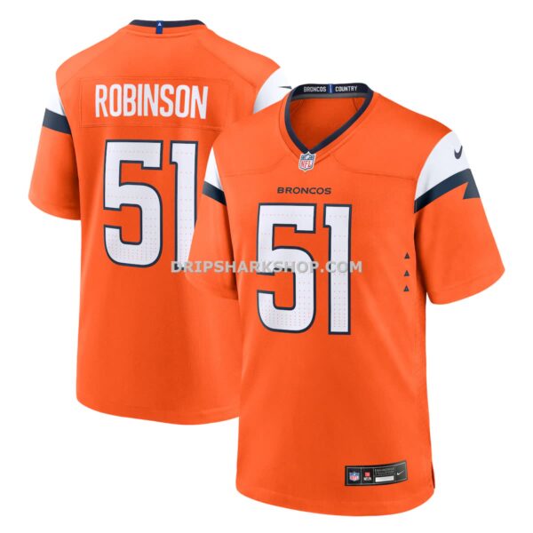 Mens Nike Que Robinson Orange Denver Broncos Team Game Jersey