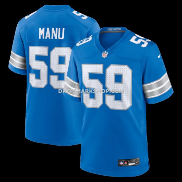 NFL11019dG04-b9e8a7 Mens Nike Giovanni Manu Blue Detroit Lions Team Game Jersey