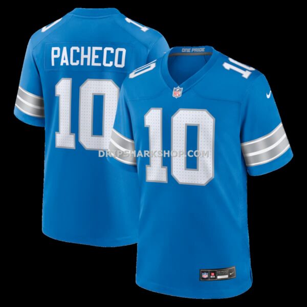 Mens Nike Isiah Pacheco Blue Detroit Lions Team Game Jersey