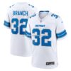 Mens Nike Brian Branch White Detroit Lions White Game Jersey