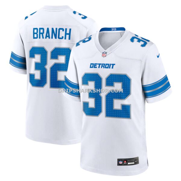 Mens Nike Brian Branch White Detroit Lions White Game Jersey