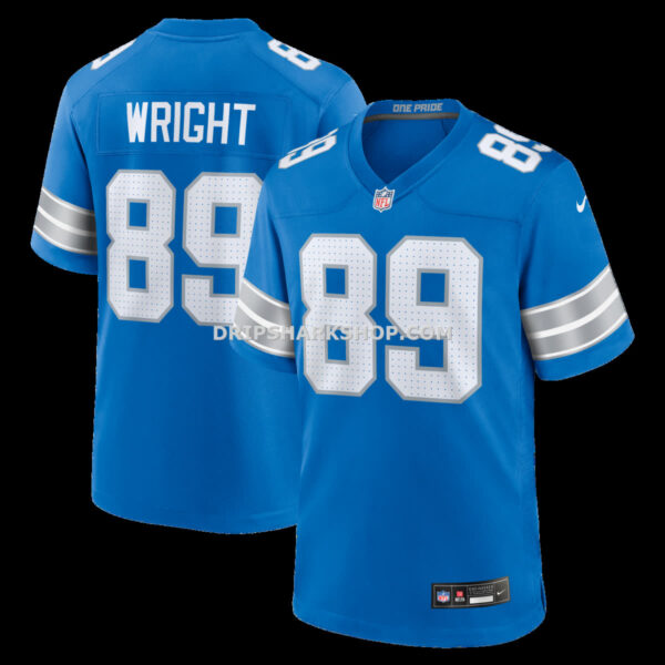 Mens Nike Brock Wright Blue Detroit Lions Team Game Jersey