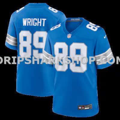 Mens Nike Brock Wright Blue Detroit Lions Team Game Jersey