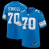 NFL112527G04-919736 Mens Nike Juice Scruggs Blue Detroit Lions Team Game Jersey