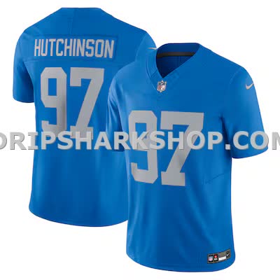 Mens Nike Aidan Hutchinson Blue Detroit Lions Vapor Fuse Alternate Limited Jersey