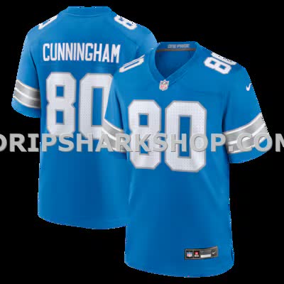Mens Nike Malik Cunningham Blue Detroit Lions Team Game Jersey