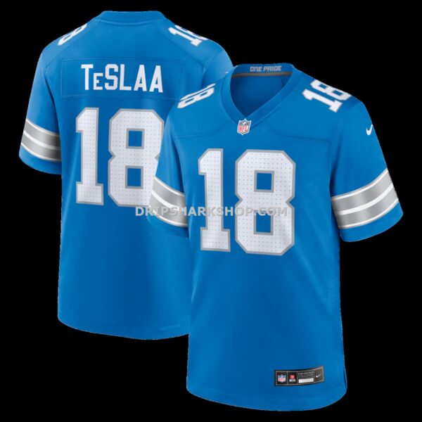 Mens Nike Isaac Teslaa Blue Detroit Lions Game Player Jersey