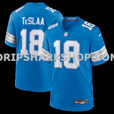 Mens Nike Isaac Teslaa Blue Detroit Lions Game Player Jersey