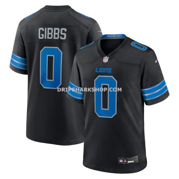 NFL115937G04-8b706e Mens Nike Jahmyr Gibbs Black Detroit Lions 2nd Alternate Game Player Jersey
