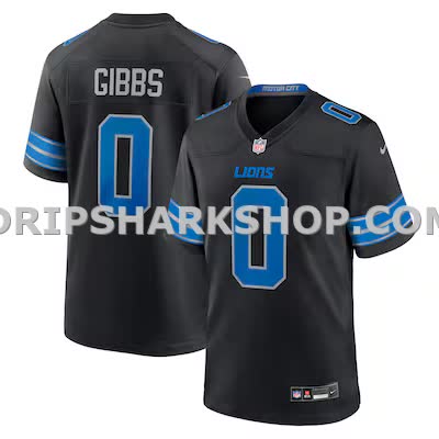 Mens Nike Jahmyr Gibbs Black Detroit Lions 2nd Alternate Game Player Jersey
