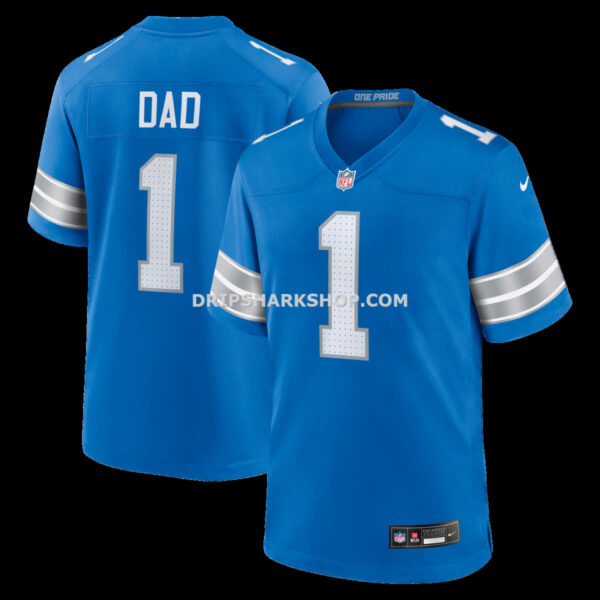 NFL116641G04-3467f5 Mens Nike Number 1 Dad Blue Detroit Lions Game Jersey