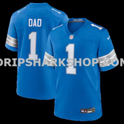 Mens Nike Number 1 Dad Blue Detroit Lions Game Jersey