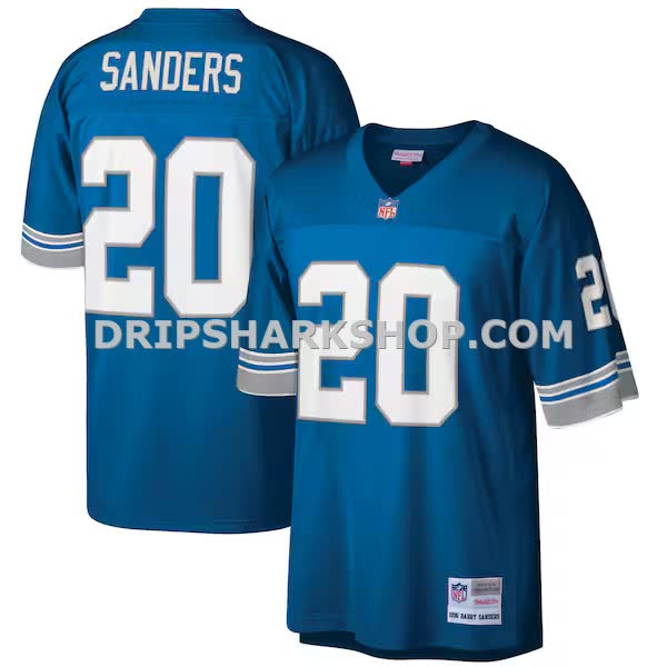 Mens Mitchell And Ness Barry Sanders Blue Detroit Lions Big And Tall 1996 Retired Player Replica Jersey Pi3300000