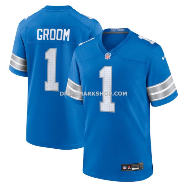 Mens Nike Number 1 Groom Blue Detroit Lions Game Jersey
