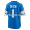 Mens Nike Number 1 Groom Blue Detroit Lions Game Jersey