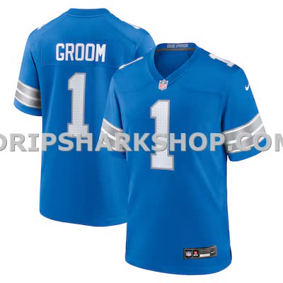 Mens Nike Number 1 Groom Blue Detroit Lions Game Jersey