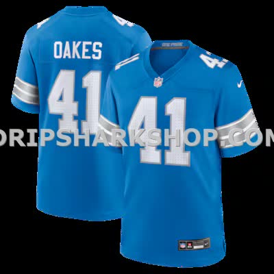 Mens Nike Gunnar Oakes Blue Detroit Lions Team Game Jersey