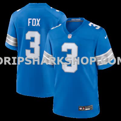 Mens Nike Jack Fox Blue Detroit Lions Team Game Jersey