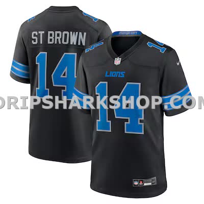 Mens Nike Amon Ra St Brown Black Detroit Lions 2nd Alternate Game Jersey