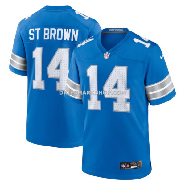 Mens Nike Amon Ra St Brown Blue Detroit Lions Game Jersey