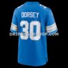 Mens Nike Khalil Dorsey Blue Detroit Lions Team Game Jersey
