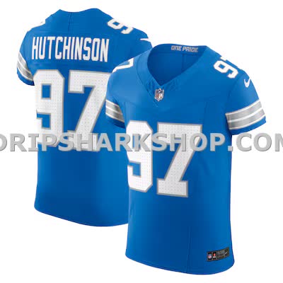 Mens Nike Aidan Hutchinson Blue Detroit Lions Vapor Fuse Elite Jersey