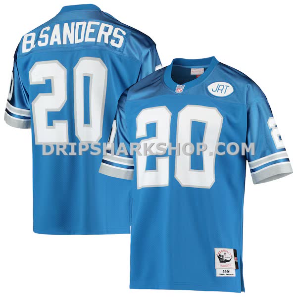 Mens Mitchell And Ness Barry Sanders Blue Detroit Lions 1991 Authentic Throwback Retired Player Jersey Pi4662000