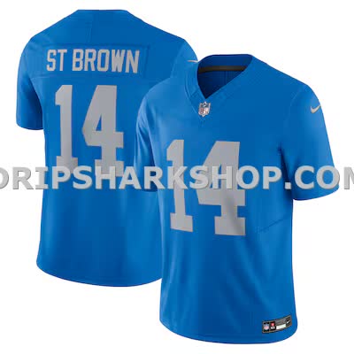 Mens Nike Amon Ra St Brown Blue Detroit Lions Vapor Fuse Alternate Limited Jersey
