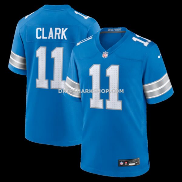 Mens Nike Damone Clark Blue Detroit Lions Team Game Jersey