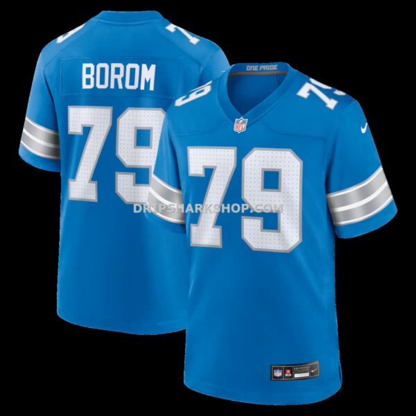 Mens Nike Larry Borom Blue Detroit Lions Team Game Jersey