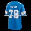 Mens Nike Larry Borom Blue Detroit Lions Team Game Jersey