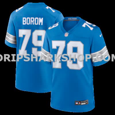 Mens Nike Larry Borom Blue Detroit Lions Team Game Jersey
