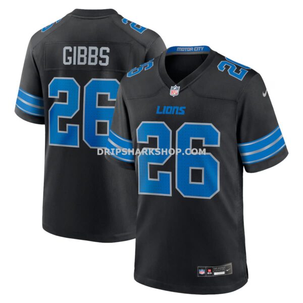 NFL11d086G04-64ede2 Mens Nike Jahmyr Gibbs Black Detroit Lions 2nd Alternate Game Jersey