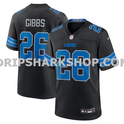 Mens Nike Jahmyr Gibbs Black Detroit Lions 2nd Alternate Game Jersey