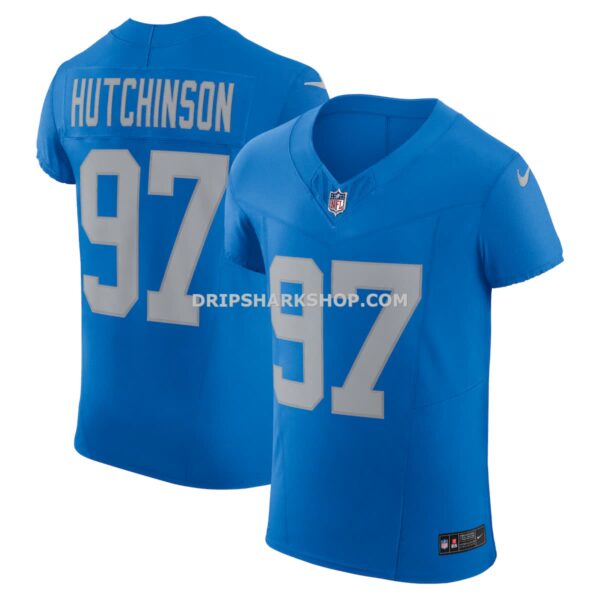 Mens Nike Aidan Hutchinson Blue Detroit Lions Alternate Vapor Fuse Elite Jersey
