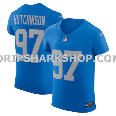 Mens Nike Aidan Hutchinson Blue Detroit Lions Alternate Vapor Fuse Elite Jersey