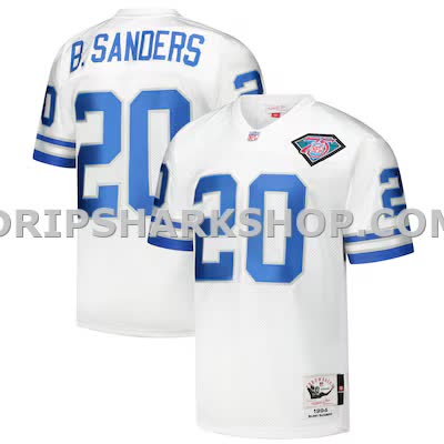 Mens Mitchell And Ness Barry Sanders White Detroit Lions 1994 Authentic Throwback Retired Player Jersey