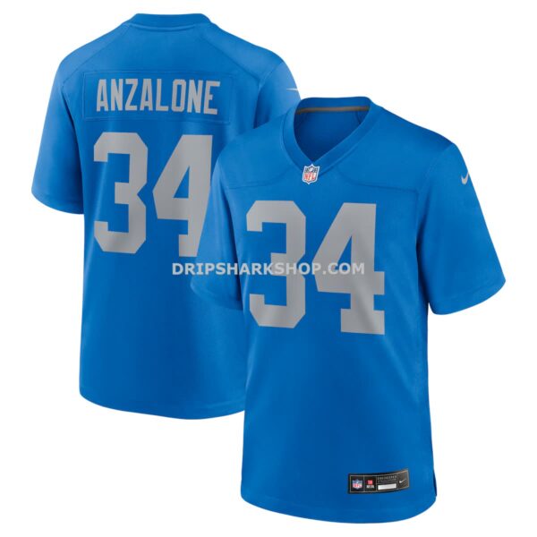 Mens Nike Alex Anzalone Blue Detroit Lions Alternate Game Jersey