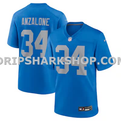 Mens Nike Alex Anzalone Blue Detroit Lions Alternate Game Jersey
