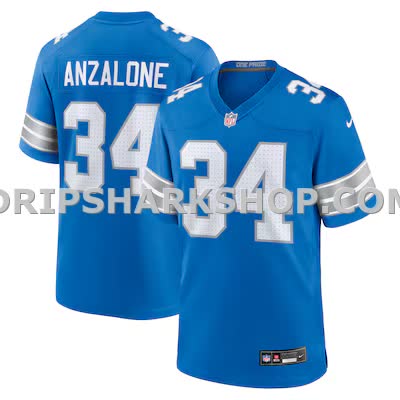 Mens Nike Alex Anzalone Blue Detroit Lions Game Jersey