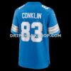 Mens Nike Tyler Conklin Blue Detroit Lions Team Game Jersey