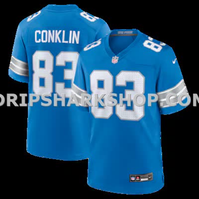 Mens Nike Tyler Conklin Blue Detroit Lions Team Game Jersey