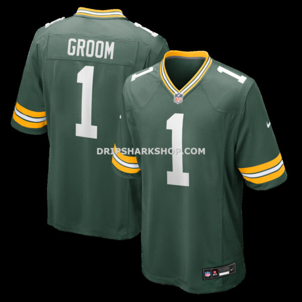 Mens Nike Number 1 Groom Green Green Bay Packers Game Jersey