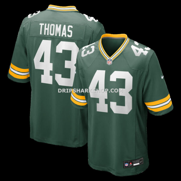 Mens Nike Kiondre Thomas Green Green Bay Packers Game Player Jersey