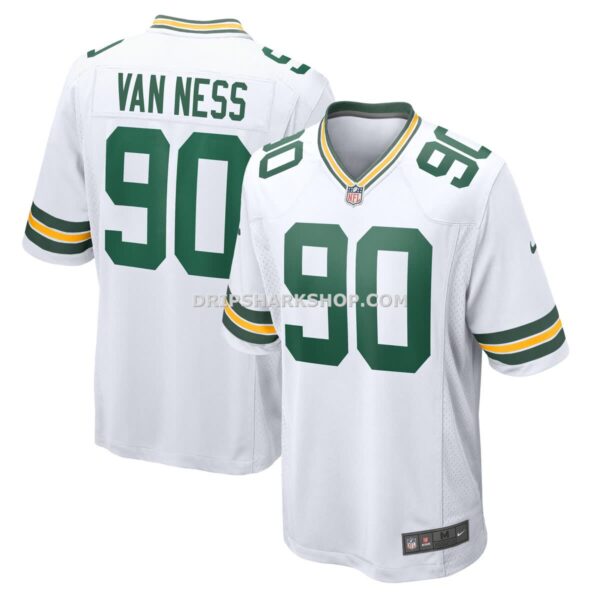 Mens Nike Lukas Van Ness White Green Bay Packers Game Jersey