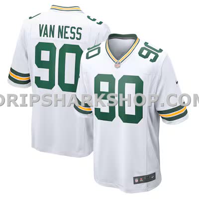 Mens Nike Lukas Van Ness White Green Bay Packers Game Jersey