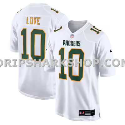 Mens Nike Jordan Love White Green Bay Packers Fashion Game Jersey